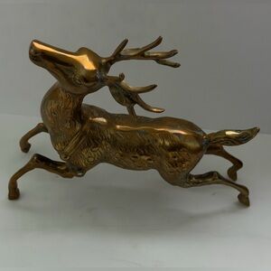 Brass Buck Stag Deer Reindeer Collectible
11” Sculpture MCM Vintage